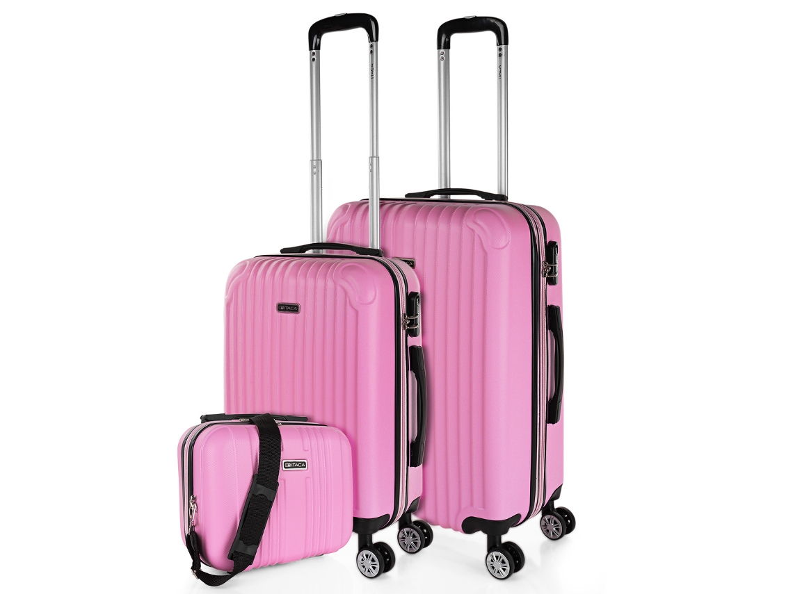 Juego De Maletas Rígidas Abs ITACA Sevron rosa (41X66x27 Cm - 68L)