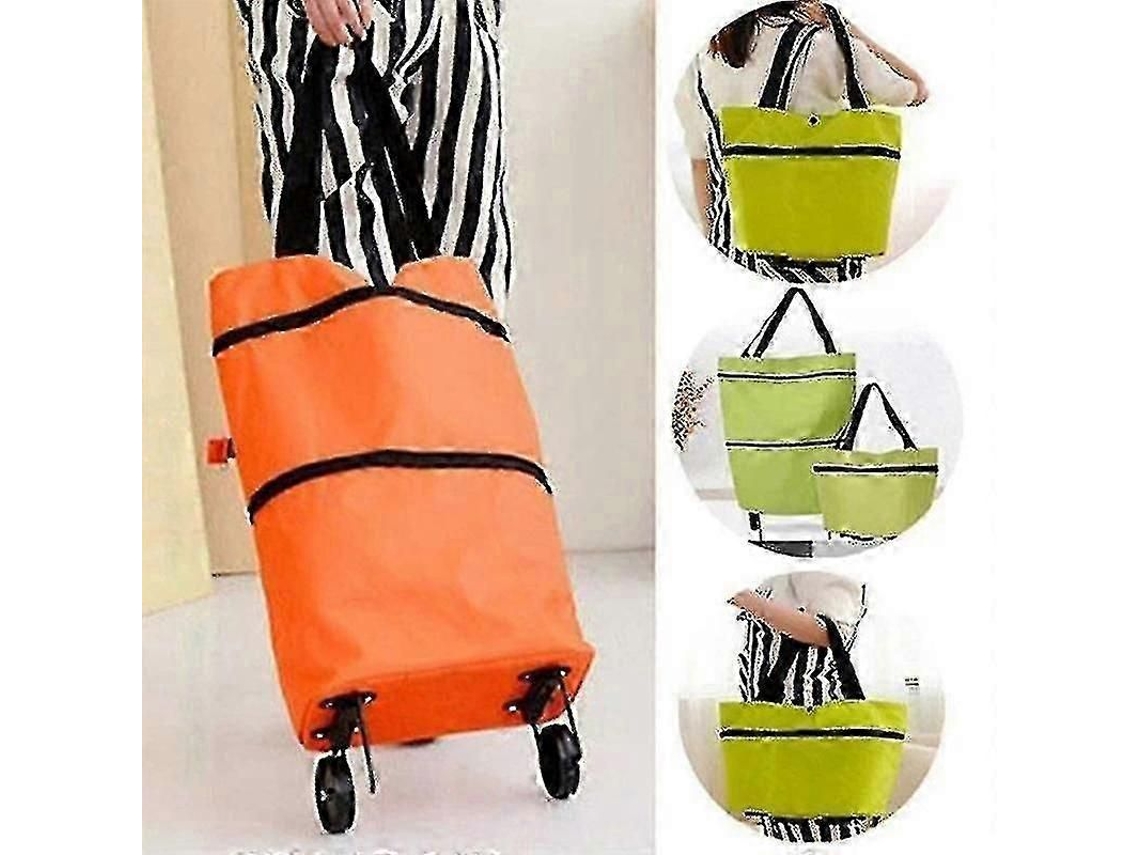 Carrito de compras plegable 2 en 1 GOKOCO con ruedas y bolsa plegable con cremallera.