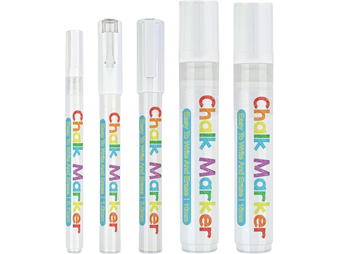 Canetas De Giz Branco– Para Desenho| Tinta À Base De Água, Apagáveis Quadros- Negros, Painéis, Vidro E