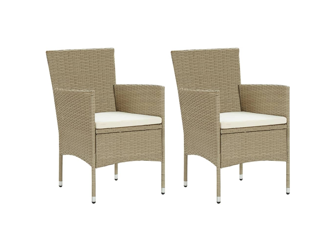 Sillas de comedor de jardín, 2 piezas, mimbre sintético beige, DKD HOME DECOR
