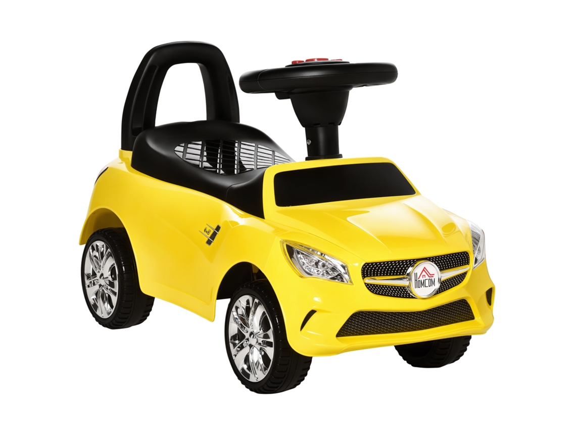 Coche De Juguete Infantil Con Volante, Faros Y Música Integrada, De Metal Pp, Color Amarillo.
