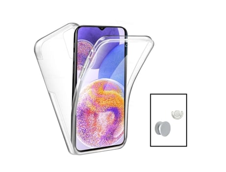 Kit 3x1 Protección Impacto 360° + 1 GripHolder + 1 GripHolder Blanco para Samsung Galaxy A23 5G - Transparente/Blanco