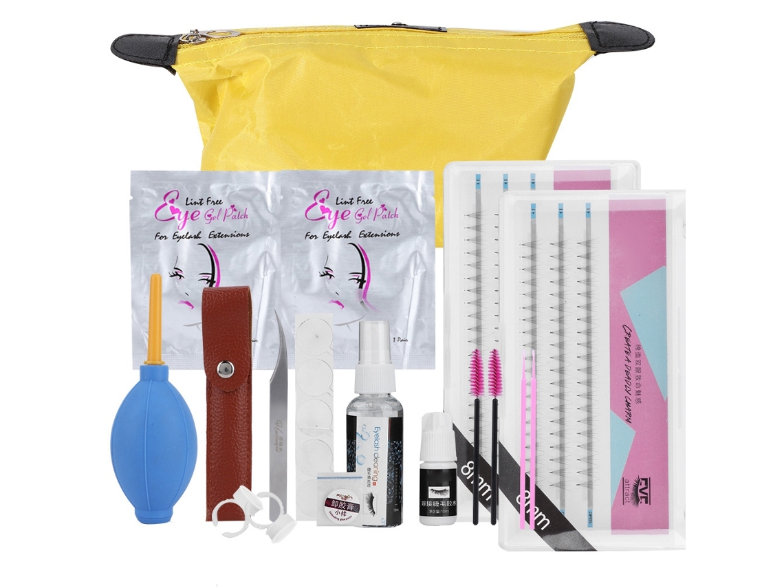 Kit De Herramientas Para Extensiones De Pestañas Con Pegamento Y Pinzas Para Pestañas Postizas (8 Mm + 8 Mm)