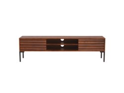 Mueble Tv de 2 Puertas de Madera Oscura Maciza de Mango Y Metal Negro 160 Cm Onda MILIBOO