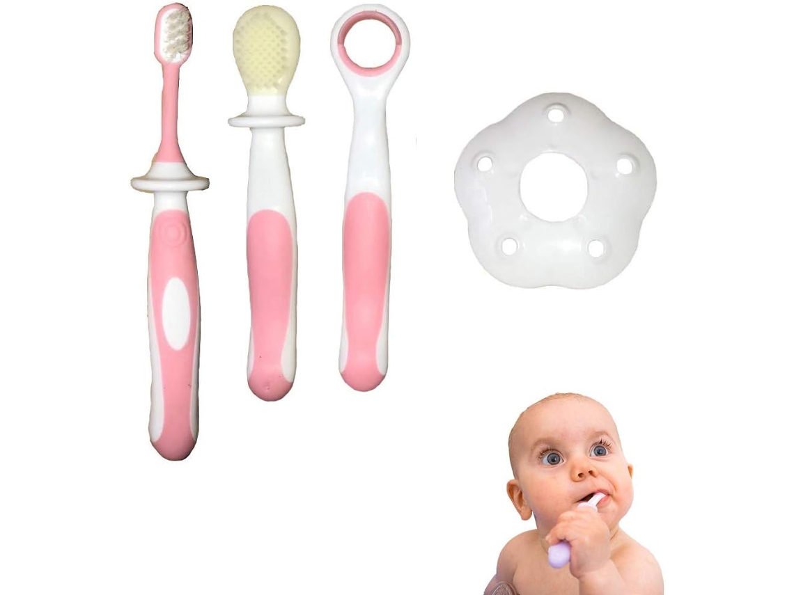 Juego de 3 limpiadores de lengua para bebé recién nacido, cepillo de  dientes de cerdas suaves + cepillo de dientes de entrenamiento para niños,  bebés