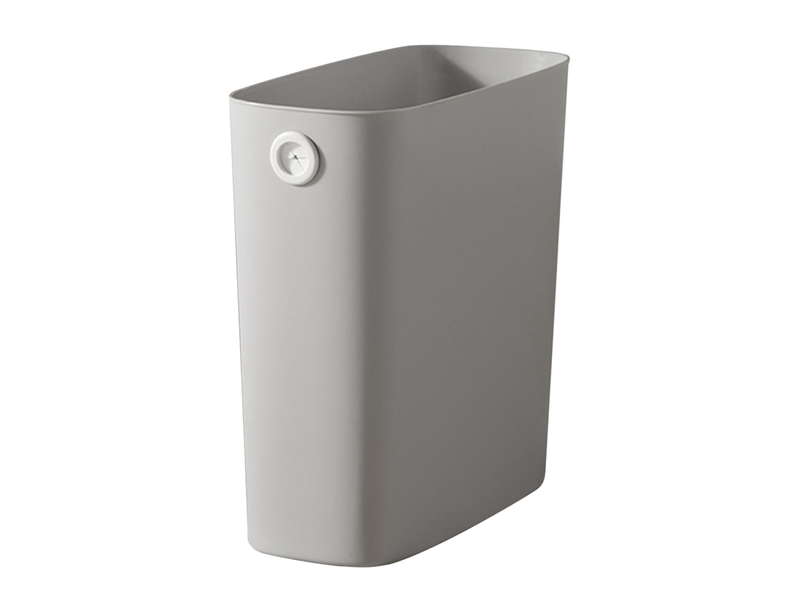 Papelera Pequeña Y Delgada De Plástico Pp Tpr, Sin Tapa, Para Baño, Cocina, Dormitorio, Gris Claro.