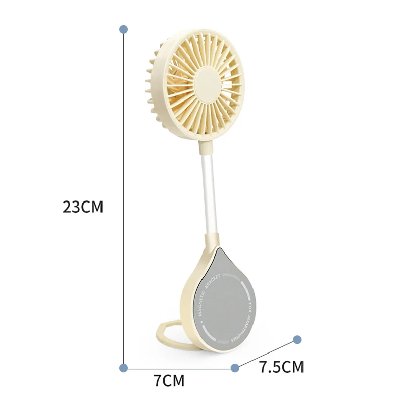 (blanco) Mini Ventilador Magnético Con Soporte, Ventilador Recargable Por Usb, Ventilador Eléctrico Portátil