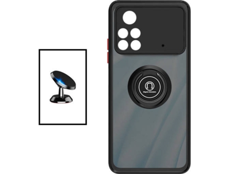Kit Carcasa Anti Choque Camera Protection + Soporte Magnético de Coche para Xiaomi Poco X4 Pro 5G PHONECARE Negro