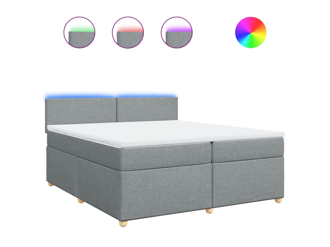 Maison Exclusive - Cama Box Spring Con Colchón Tela Gris Claro 200x200 Cm