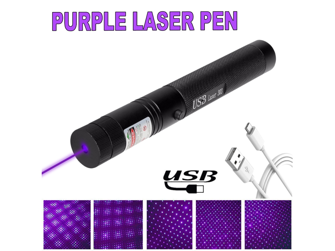 CHRUI Puntero Láser Recargable Usb, Con Tapa De Estrella De Enfoque Ajustable, Color Morado