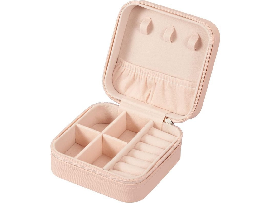 Caja de joyería pequeña de piel sintética, estuche portátil de viaje para joyas (rosa) 2026