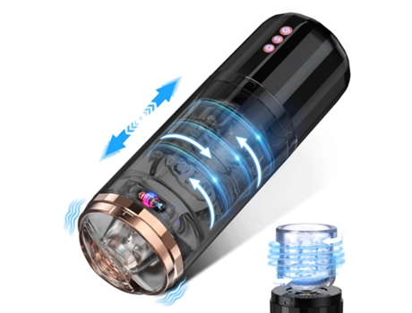 Masturbador masculino automático con 10 vibraciones y 5 modos giratorios de empuje (negro) YIZHOOD