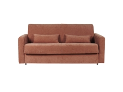 Sofá Cama 3 Plazas de Tela Efecto Aterciopelado Terracota Con Colchón de 13 Cm Letto MILIBOO