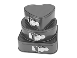 Set De 3 Moldes Para Pasteles Acero Carbono Formas Redonda Corazón Cuadrada Antiadherente Para Hornear 20/22/24 Cm