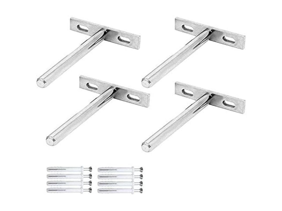 Soportes De Estante Flotante Invisibles Linjou 4 Piezas Acero Galvanizado Capacidad 12kg Para Diy