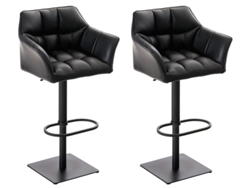 Lote de 2 Taburetes de bar Pivotants Similicuir Noir Cadre Métal Noir Assise Fauteuil Rembourrée Avec Accudoirs Hauteur Réglable 10_0006570 DÉCOSHOP26