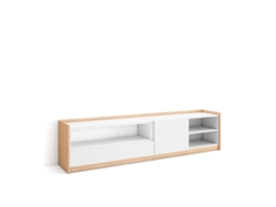 Mueble para TV, 207x37x50cm, para televisores de hasta 80'', color blanco y roble claro.