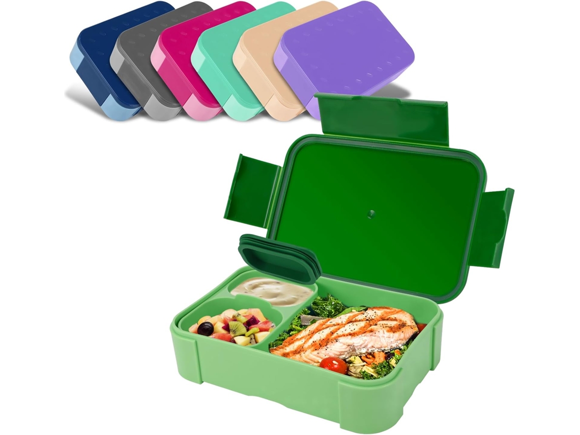 Fiambrera infantil - 900 ml, a prueba de fugas - Ideal para el colegio y picnics - Apta para microondas y lavavajillas (verde)