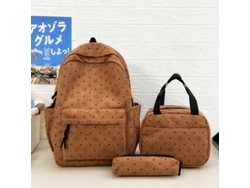Mochilas para adolescentes y estudiantes, juego de 3 piezas, en pana marrón PANOONA