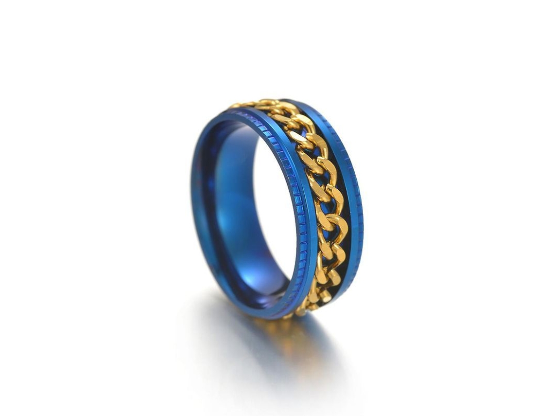 2026-anillo Giratorio Para Aliviar Ansiedad De Acero Inoxidable Negro Con Cadena Para Regalo Talla Circunferencia 65mm Diámetro 20.7mm