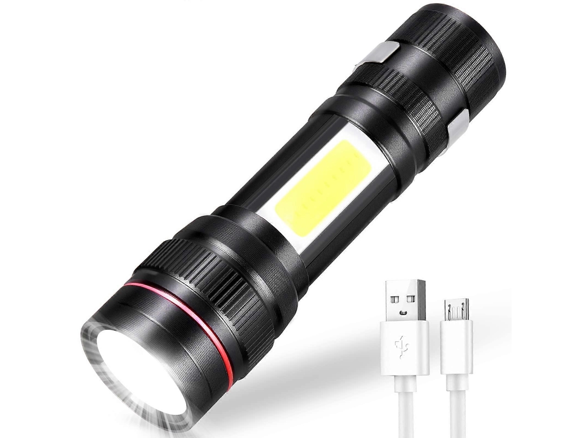 Linterna Led Recargable, 3 Modos Y Zoom, Portátil Cob Táctico Para Regalo Niños/camping/montaña/corte Luz