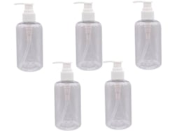 Conjunto De 5 Frascos Transparentes Recarregáveis Com Bomba De Gel Para Viagens E Cosméticos.