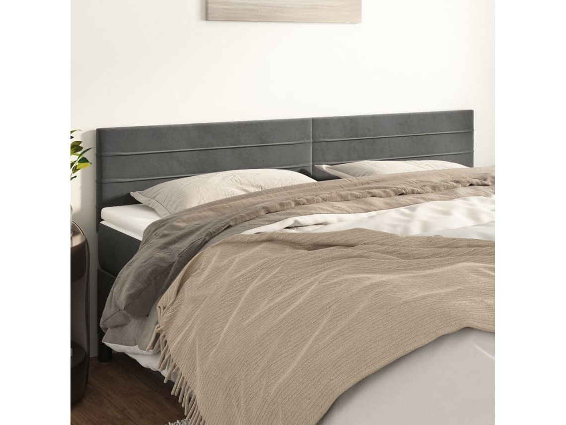 Cabeceros 2 Unidades De Terciopelo Gris Oscuro 80x5x78/88 Cm