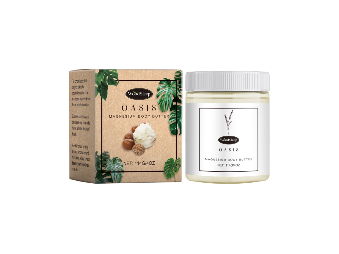 Crema hidratante corporal Woodsleep con manteca de karité. Hidrata suavemente y mantiene la piel hidratada. Crema de cuidado diario.