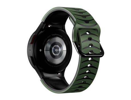 Correa de Silicona línea curva bicolor para Samsung Galaxy Watch 4 40mm/44mm/Watch 4 Classic 42mm/46mm/Watch 5 40mm/44mm - verde militar/negro