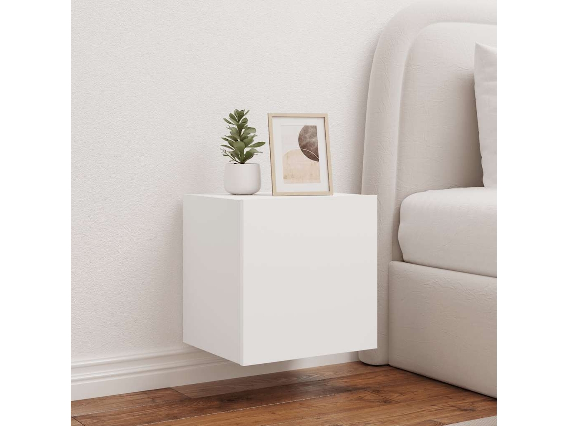 Mueble TV de pared | Mueble TV | Mueble TV con luces LED 40,5x35x40 cm Blanco