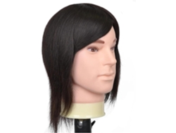 Cabeza De Maniquí Masculino Con Cabello Humano, Barba Y Pelo, Para Formación En Peluquería.