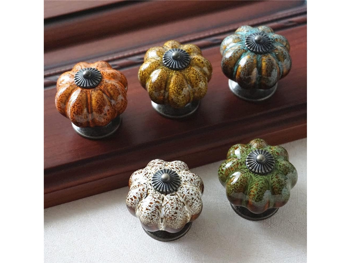 1 Pomo De Cerámica Con Forma De Calabaza, Pomo Para Cómoda, Tirador Para Cajón