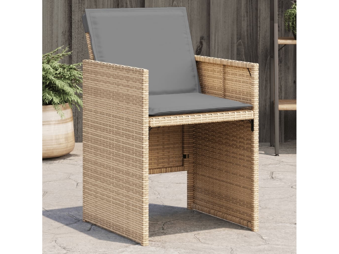 Sillas de jardín con cojines, 4 piezas, mimbre sintético beige mixto, Dkd Home Decor