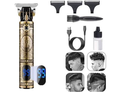 Recortadora de barba profesional con carga USB para salón de belleza Recortadora de pelo multifuncional con pantalla LCD de 3 cabezales para hombre...