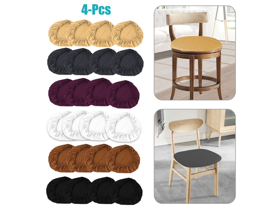 4 Piezas de Fundas para Sillas de Spandex Elástico, Protectores para Sillas de Comedor y Cocina, Ajustables, para Sillas Redondas y Cuadradas NEVEANCE