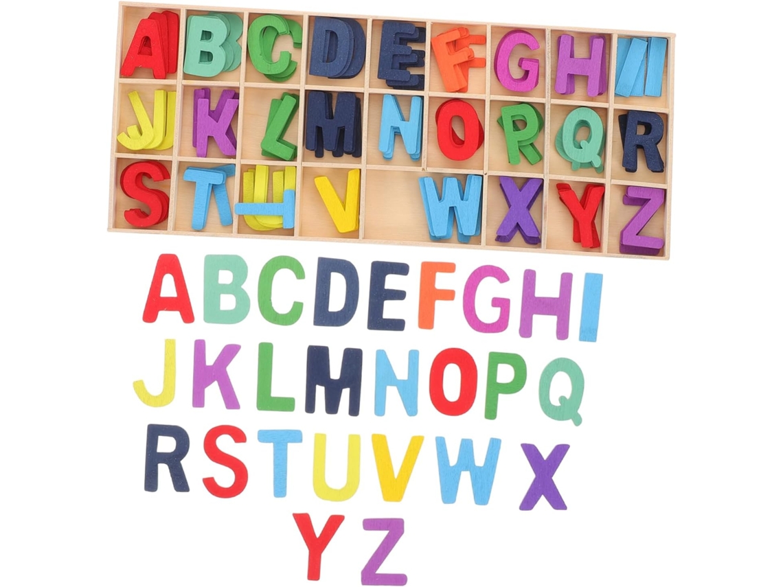 1 juego de letras de madera del alfabeto con bandeja de almacenamiento para niños CHABERLU