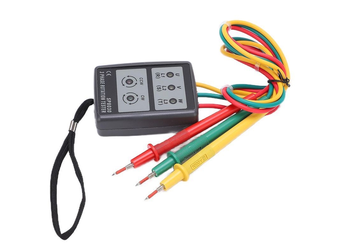 Medidor De Rotación Secuencial Trifásico Industrial Portátil Sp8030 Sin Batería Y De Diseño Compacto.