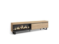 Mueble de TV | Amplio espacio de almacenamiento | 237 x 57 x 35 cm | TV de gran formato | Chimenea eléctrica XXL | Diseño industrial | roble Duérmete Online