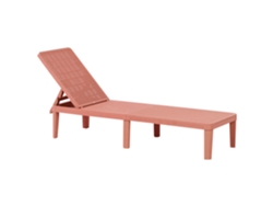 Tumbo de exterior con respaldo ajustable Beliani Ossi rojo polipropileno 55x190x84