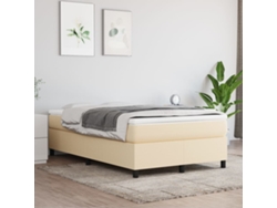 Cama Box Spring Con Colchón Tela Color Crema 120x200 Cm