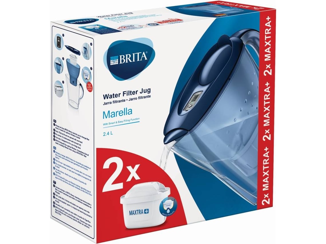 Brita Jarra con Filtro de Agua Marella Azul (2,4 l) Incl. 3X Cartuchos  MAXTRA Pro
