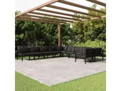 Conjunto de jardín de 10 piezas con cojines de aluminio antracita, Dkd Home Decor