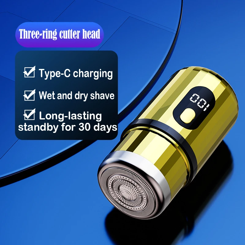 Mini Afeitadora Eléctrica T6 Gold, Recargable Por Usb-c, Impermeable, Portátil, Ideal Para Viajes Y Uso Doméstico.