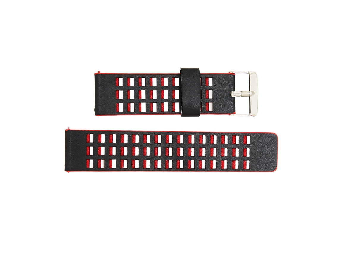 Correa De Cuero Compatible Con Realme Watch 2, 22 Mm, Negro Y Rojo.