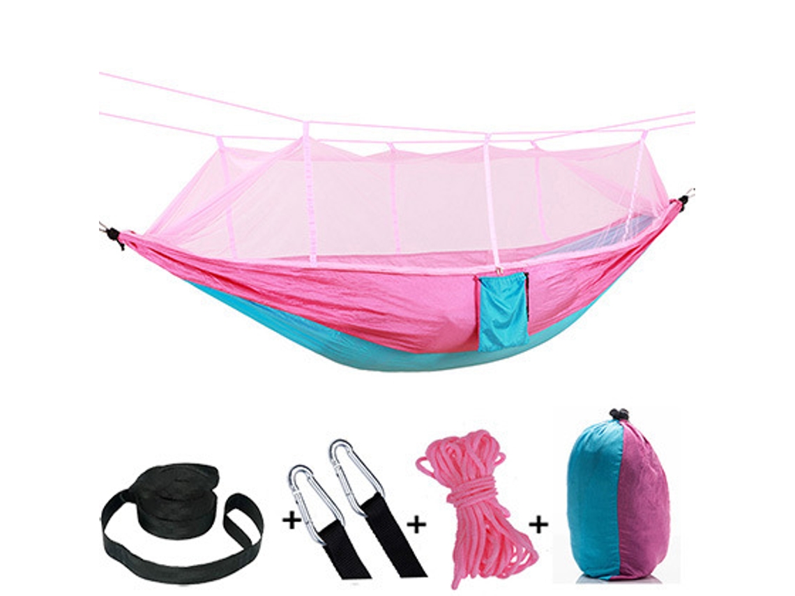 Hamaca De Descanso Chrui Con Mosquitera, 260 X 140 Cm (rosa Y Azul)