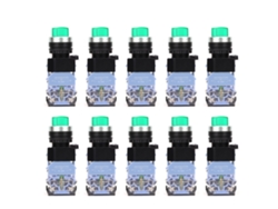 Veloriskku-10 Peças Interruptor de Botão de Travamento Automático Bem38-11xd/21 22mm com Luz Verde 220v La38 1NA/1NF Liga/Desliga