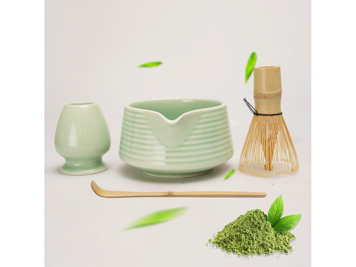 Juego De Té Matcha De Cuatro Piezas, Que Incluye Tazón Y Batidor.