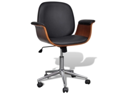 Sillón Giratorio De Madera Curvada Y Cuero Sintético