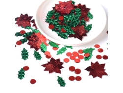 Confeti Navideño con Flores Rojas y Lentejuelas para Mesa RNEMITERY