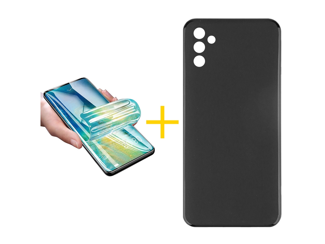 Pack 1 X Película de Vidrio Templado Hidrogel + Funda ACCETEL para Samsung Galaxy A16 5G Silicona Liso Negro 
